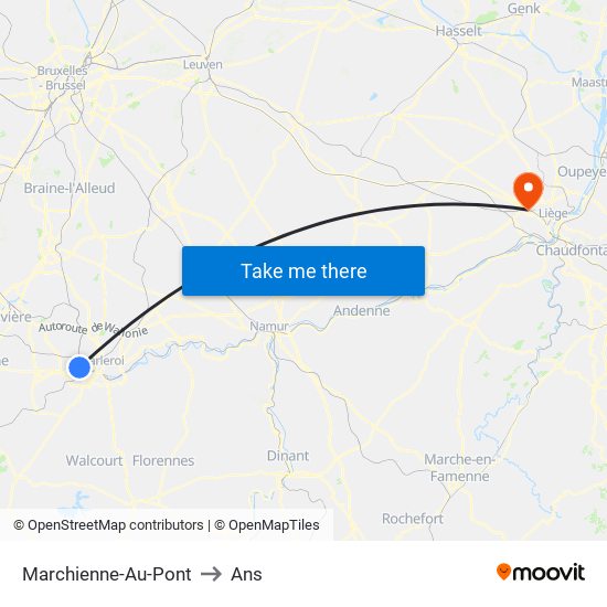 Marchienne-Au-Pont to Ans map