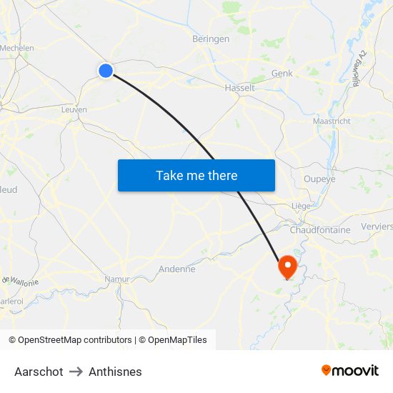 Aarschot to Anthisnes map
