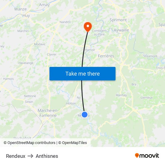Rendeux to Anthisnes map