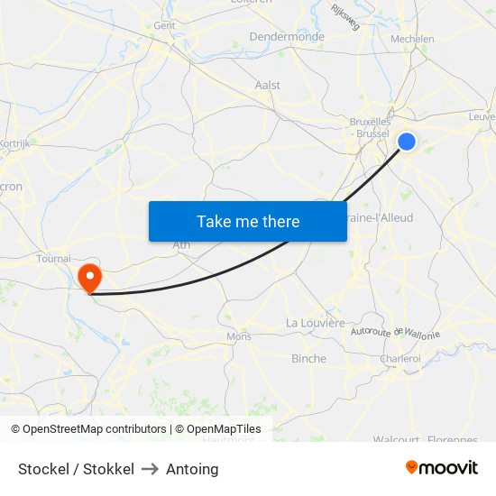 Stockel / Stokkel to Antoing map