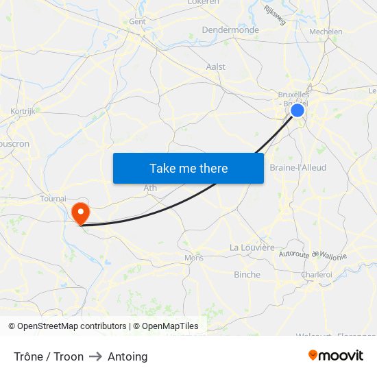 Trône / Troon to Antoing map