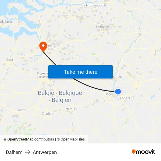 Dalhem to Antwerpen map