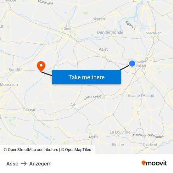 Asse to Anzegem map