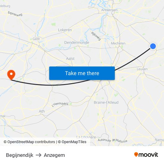 Begijnendijk to Anzegem map