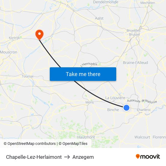 Chapelle-Lez-Herlaimont to Anzegem map