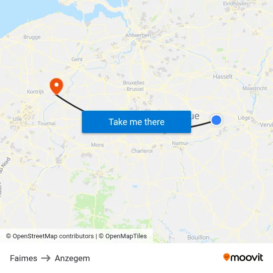 Faimes to Anzegem map