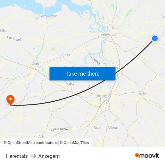 Herentals to Anzegem map