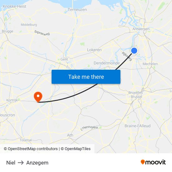 Niel to Anzegem map