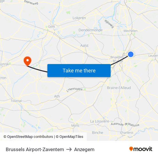 Brussels Airport-Zaventem to Anzegem map