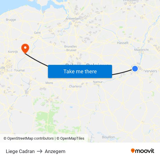 Liege Cadran to Anzegem map