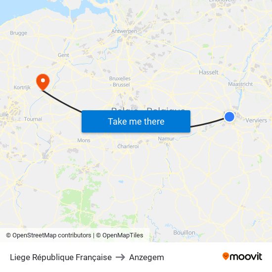 Liege République Française to Anzegem map