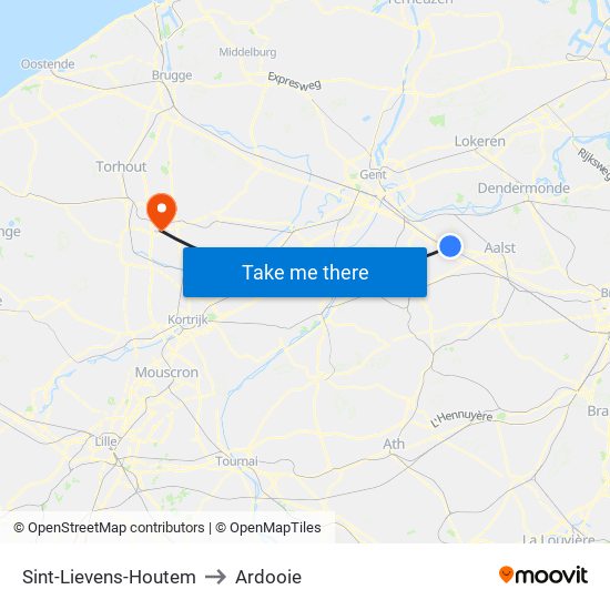 Sint-Lievens-Houtem to Ardooie map