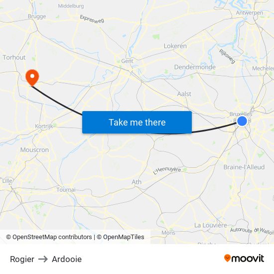 Rogier to Ardooie map