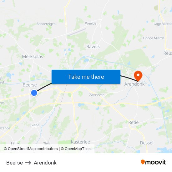 Beerse to Arendonk map