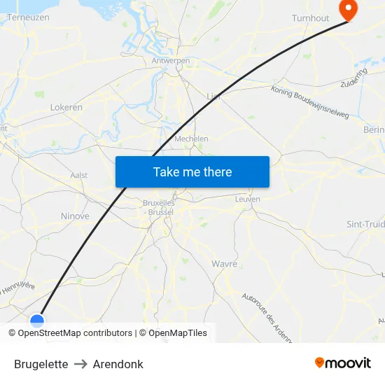 Brugelette to Arendonk map