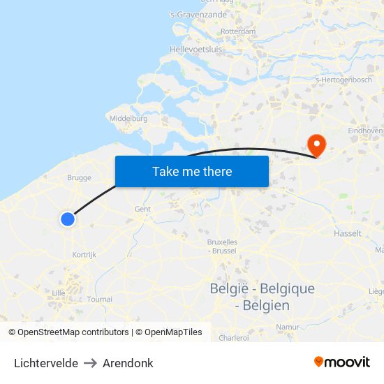 Lichtervelde to Arendonk map