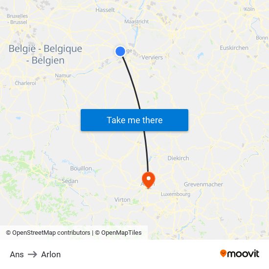 Ans to Arlon map