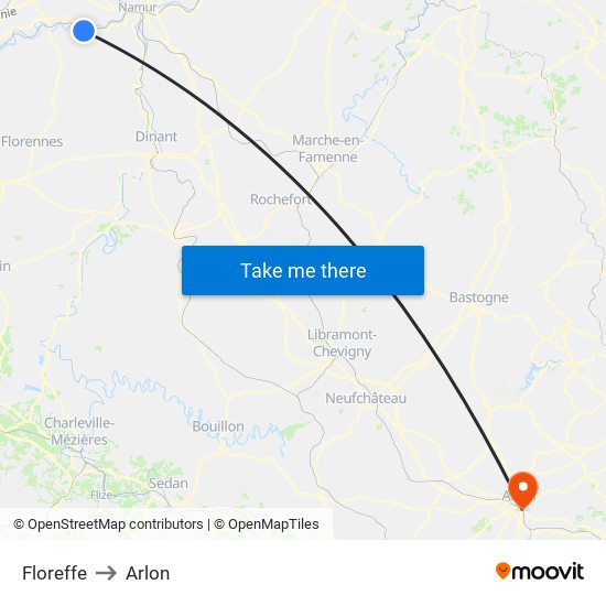 Floreffe to Arlon map