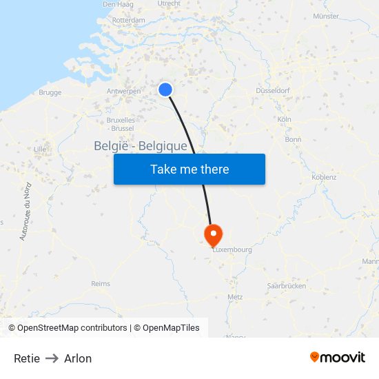 Retie to Arlon map