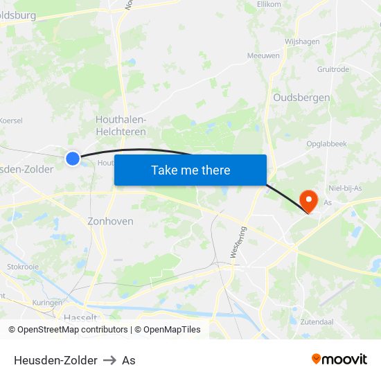 Heusden-Zolder to As map