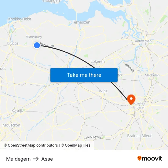 Maldegem to Asse map