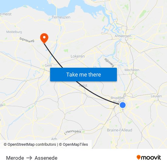 Merode to Assenede map