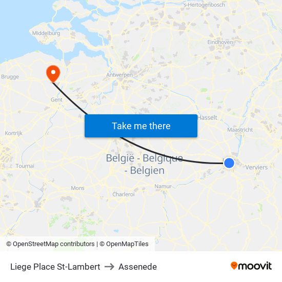 Liege Place St-Lambert to Assenede map
