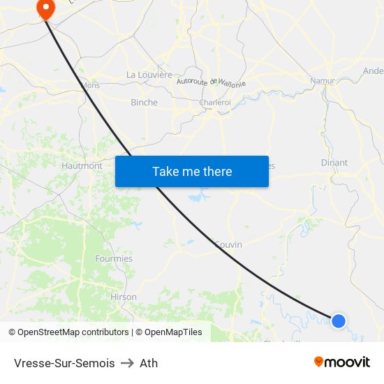 Vresse-Sur-Semois to Ath map