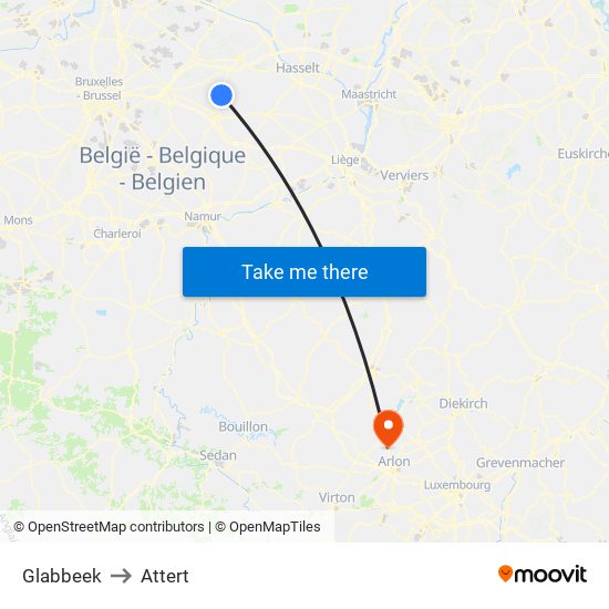 Glabbeek to Attert map