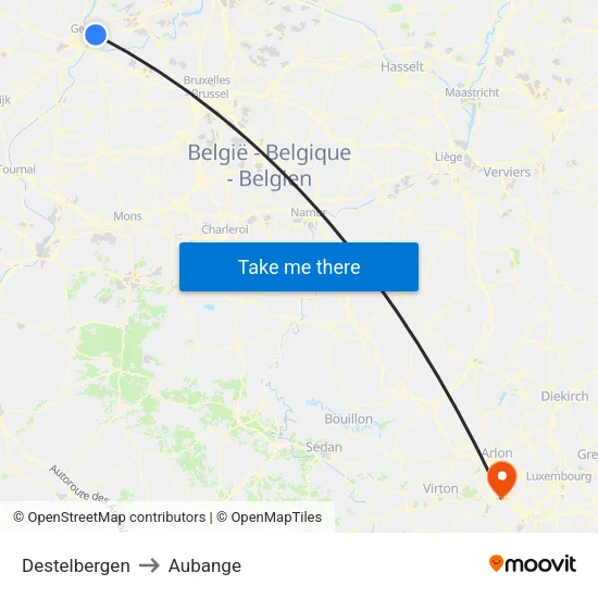 Destelbergen to Aubange map