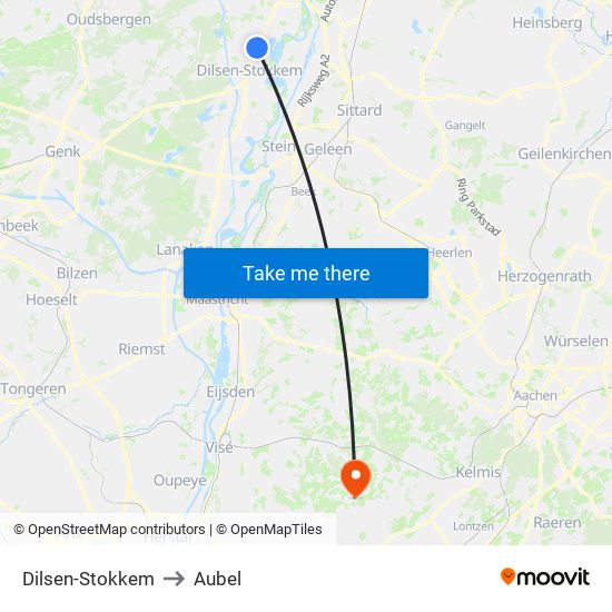 Dilsen-Stokkem to Aubel map