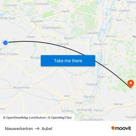 Nieuwerkerken to Aubel map