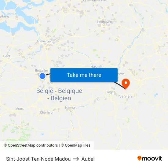 Sint-Joost-Ten-Node Madou to Aubel map