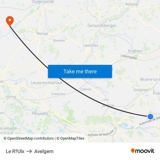 Le R?Ulx to Avelgem map