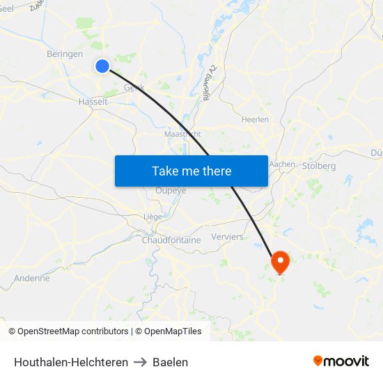 Houthalen-Helchteren to Baelen map