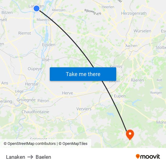 Lanaken to Baelen map