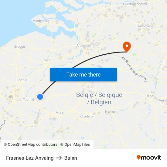 Frasnes-Lez-Anvaing to Balen map