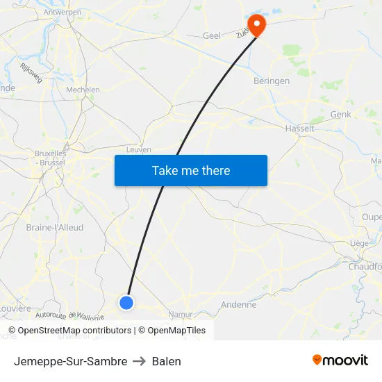 Jemeppe-Sur-Sambre to Balen map