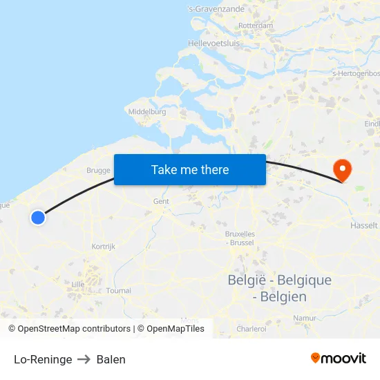 Lo-Reninge to Balen map