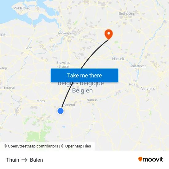 Thuin to Balen map