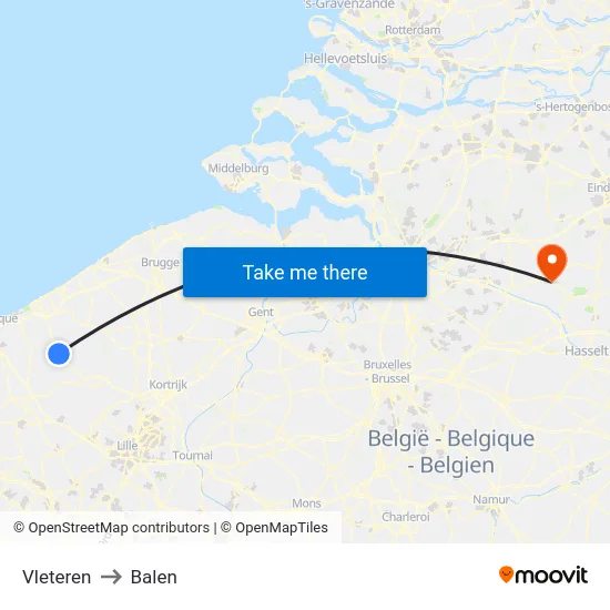 Vleteren to Balen map