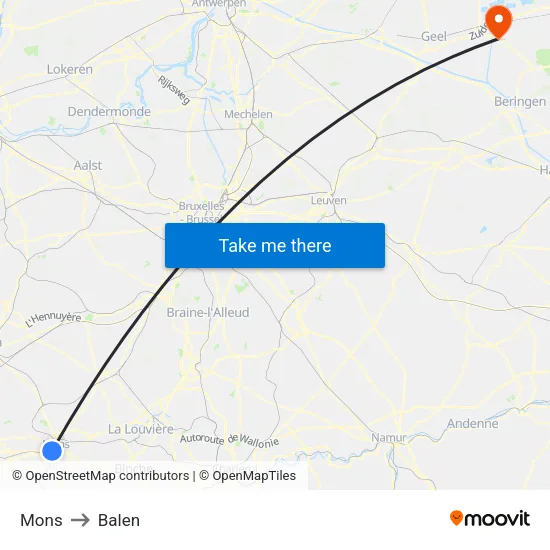 Mons to Balen map