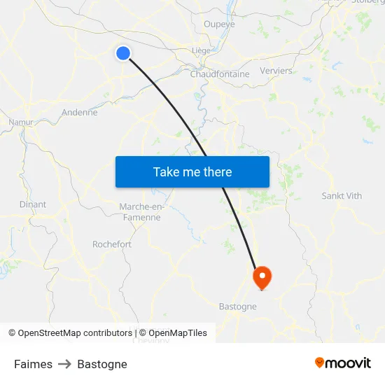 Faimes to Bastogne map