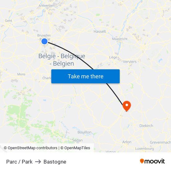 Parc / Park to Bastogne map