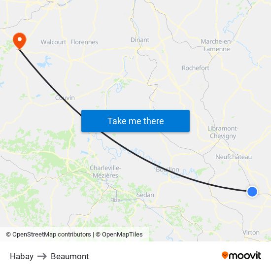 Habay to Beaumont map