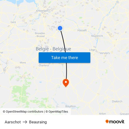 Aarschot to Beauraing map