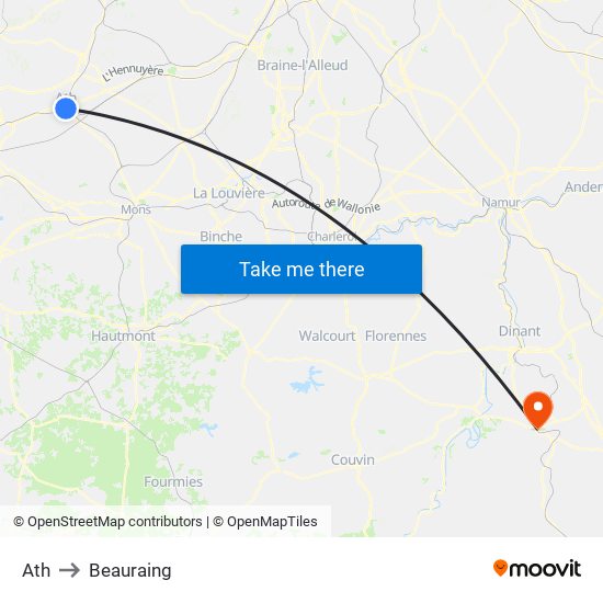 Ath to Beauraing map