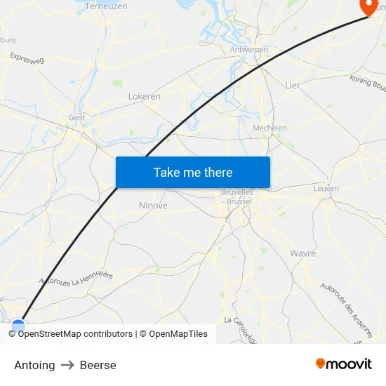 Antoing to Beerse map