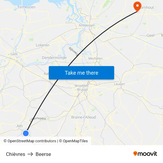 Chièvres to Beerse map
