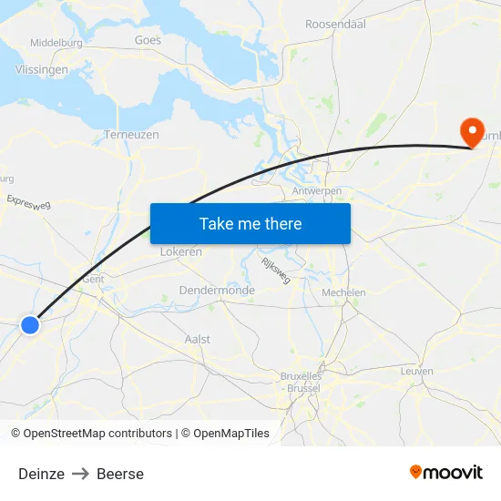 Deinze to Beerse map